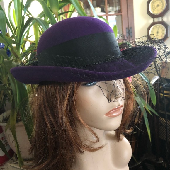 Vintage Purple and Black Wool Hat - Picture 8 of 8